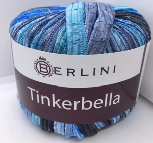 Tinkerbella Berlini Wide Ribbon Yarn #3 Deep Sea - Blues, Black 50gr 33yds - Picture 1 of 5