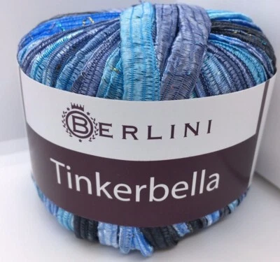 Tinkerbella Berlini Wide Ribbon Yarn #3 Deep Sea - Blues, Black 50gr 33yds - Image 1 of 4
