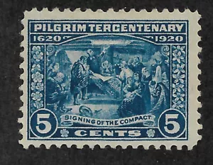 US #550 (1920) 5c Pilgrim Tercentenary: Signing of the Compact - MH - VF - Picture 1 of 2