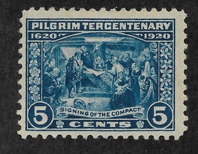 US #550 (1920) 5c Pilgrim Tercentenary: Signing of the Compact - MH - VF - Image 1 of 2