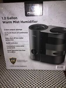 Pelonis 1.2 Gallon Warm Mist Humidifier, White/Black