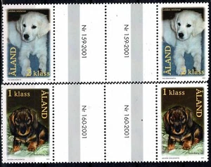 2001 Aland Animals From Airline Dog 2 V. IN Pair With Blade Gap MNH MF109141 - Picture 1 of 1