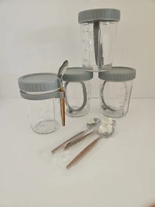 Overnight Oats Glass Containers With Lids And Spoons- Set Of 4- 10oz - Picture 1 of 7