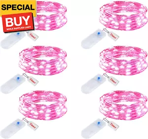 6 Pack Fairy Lights Battery Operated String Lights with Timer - 7ft 20 LED Water - Picture 1 of 7
