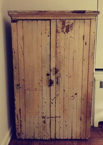 Large Antique Primitive Rustic Farmhouse Barnwood Cabinet Pantry Original Paint Cover
