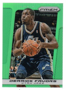 2013-14 Panini Prizm Prizms Green Utah Jazz Basketball Card #79 Derrick Favors
