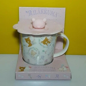 San-X Rilakkuma Verführt vom süßen Duft der Blume Becher mit hitzebeständigem Deckel - Bild 1 von 6