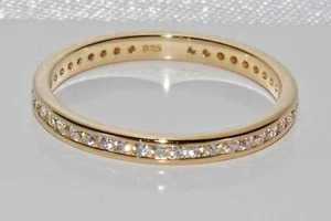 9ct Gold on Silver Diamond Full Eternity Ring sizes J to V - simulated Diamond - Picture 1 of 5