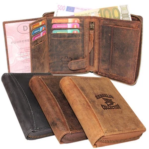 Leder Biker Börse mit Reißverschluss Portemonnaie Geldbörse Geldbeutel   991Z - Bild 1 von 14