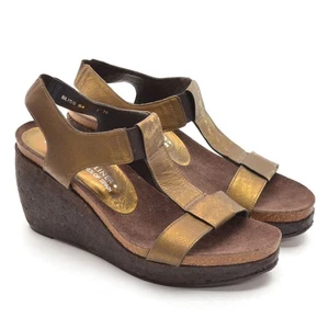 Sandalo donna Donald J Pliner Bliss zeppa con cinturino 7 M scarpe pelle oro antico - Foto 1 di 7