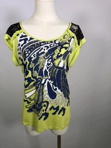 Just Cavalli Roberto Cavalli Top S Green Abstract Print - Picture 1 of 9