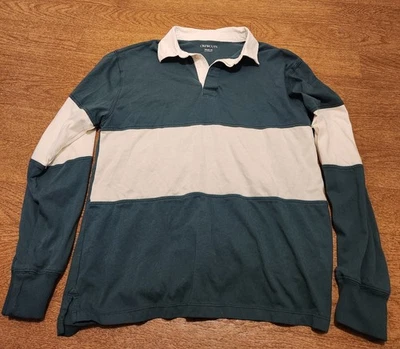 Crewcuts Kids XXL Collared Rugby Green & White Striped Long Sleeved Shirt - Image 1 of 4
