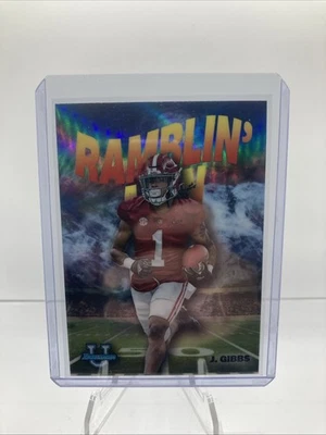 Jahmyr Gibbs 2022 Bowman U Chrome Ramblin' Man Insert #RM-5 Alabama Crimson Tide - Image 1 of 2