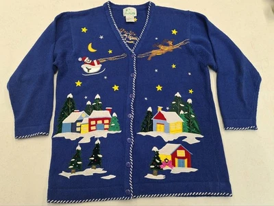 Vintage The Quacker Factory Christmas Cardigan Sweater Women's Size M Grandma - Image 1 of 4