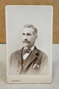 Antique CDV Photo POTRAIT MAN W MOUSTACHE Photograph by RAMSDELL NEW HAVEN CONN. - Picture 1 of 2