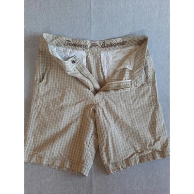 Tommy Bahama Mens Size 32 Mocha Silk Cotton Plaid Herringbone Casual Shorts - Image 1 of 4