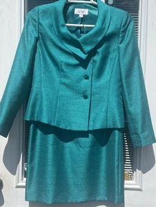 Le Suit Rock Anzug Damen 8 grün türkis Mini Jacke gerade Bleistift Karriere Büro - Bild 1 von 18