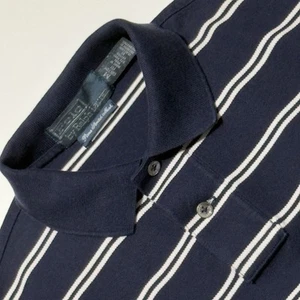 Ralph Lauren Pima Stretch Mesh Blue & White Striped Size M Polo Shirt Excellent - Picture 1 of 7
