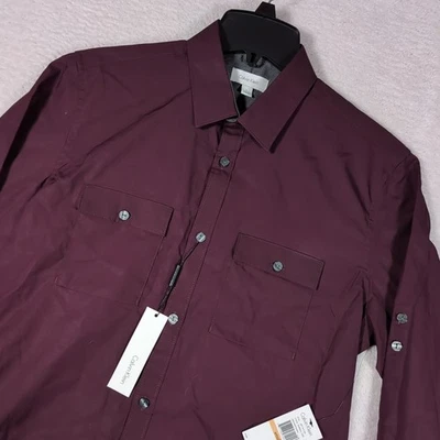 Calvin Klein Men's Shirt Size Small New With Tag Maroon Pockets 100% Cotton - Image 1 of 4