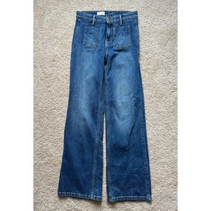 Pilcro by Anthropologie Wide Leg Jeans Size 26 Patch Front Pockets High Rise - Picture 1 of 6