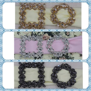 2.25 INCH CIRCLE,SQUARE DIAMANTE RHINESTONE CRYSTAL BUCKLE RIBBON SLIDERS - Picture 1 of 33