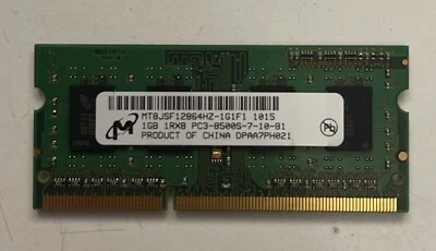 Micron MT8JSF12864HZ-1G1F1 1GB 204Pin Unbuffered SO-DIMM Non-ECC DDR3 1066MHz - Image 1 of 2