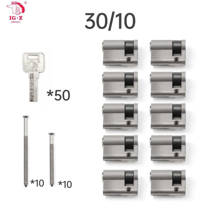 IGZ Zylinderschloss gleichschließend Profilzylinder 10x 40 mm Halbzylinder Garage