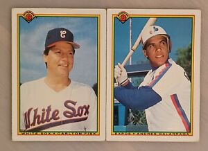 1990 Bowman Baseball cards Carlton Fisk #314 & Andres Galarrage #113