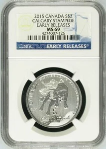 2015 Canada $2 1/2 Oz .9999 Calgary Stampede NGC MS69 Blue Label EARLY RELEASES - Picture 1 of 2