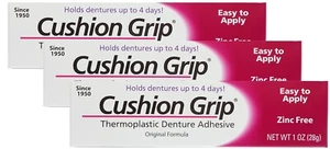 New Cushion Grip Thermoplastic Denture Adhesive, 1oz (Pack of 3) free Shipping . - Picture 1 of 9