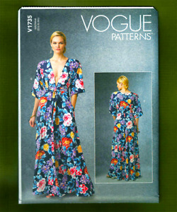 Kimono/Caftan Style Dress Sewing Pattern~Deep V Neck (Sizes L-XXL) Vogue 1735