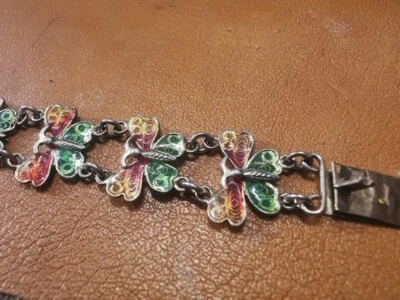 bracciale filigrana argento smalto farfalla - Immagine 1 di 4