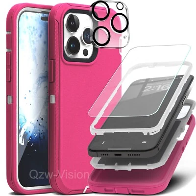 Capa transparente à prova de choque + protetor de tela para iPhone 16 15 14 13 12 11 Pro Max - Imagem 1 de 4