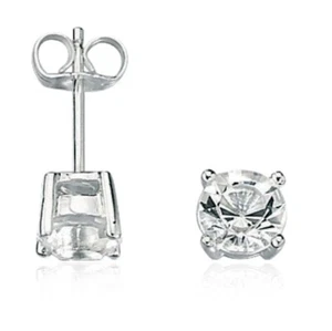 Fred Bennett Claw Set Clear Crystal Stud Earrings Solid Sterling Silver E2657C - Picture 1 of 3