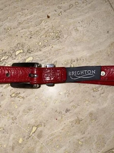 Brighton 03507 Red Leather Southwest Beaded Belt Size Women's M - Picture 1 of 7