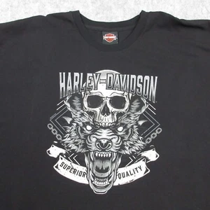 Harley Davidson Shirt 3XL Black Skull Bear Banff Canada Stratman Biker USA Made - Picture 1 of 12
