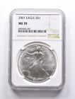 MS70 2001 AMERICAN SILVER EAGLE NGC 9494