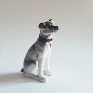 Vintage Ceramic Mixed Breed Dog Gray & White 4.5" Street Doggy Made in Japan - Picture 1 of 7
