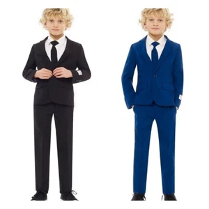 OppoSuits Black Blue Knight Suit - Jacket Pants Tie 6 8 $70 NWT - Picture 1 of 5