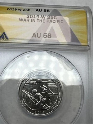 2019 W Guam War In the Pacific NP Quarter 25c ANACS AU58 WP Only 2000000 Minted - Image 1 of 4