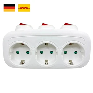 3-Fach Steckdosenleiste EU mit Schalter – Adapter Mehrfachsteckdose Weiß DE - Bild 1 von 7
