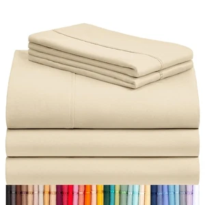 5 PC Split King Sheet Set, Breathable Luxury Bed Sheets, Deep Pockets 16" Wri... - Picture 1 of 8