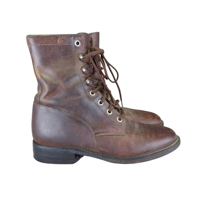Женские рабочие ботинки Tony Lama коричневая кожа на шнуровке размер 6,5 B вестерн классика - Изображение 1 из 4