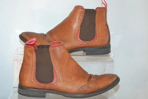AZOR Mens Brown Leather Semi Round Caesar Chelsea Boots UK size 7 - Picture 1 of 9