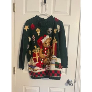 Vintage 1998 Weihnachten Teddybär Strick Urlaub Pullover Gr: Large - Bild 1 von 5