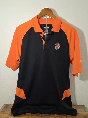 Reebok Play Dry Cincinnati Bengals Black Orange Polo Small - Image 1 of 4