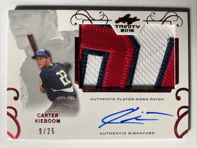 2016 Leaf Trinity CARTER KIEBOOM 3 Color Rookie Patch Auto Red 9/25 Angels - Image 1 of 2