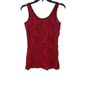 Camiseta sin mangas BKE de encaje floral talla M dobladillo festoneado hippie festival boho hadas - Imagen 1 de 7