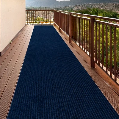 Custom Size Anti-Slip Dark Blue Outdoor Runner Rug - Image 1 of 4