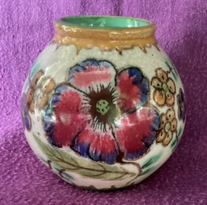 Vase #1661 Signed AREO 2 3/4" FLORAL Royal Zuid GOUDA Holland Ceramic 1940's - Picture 1 of 7